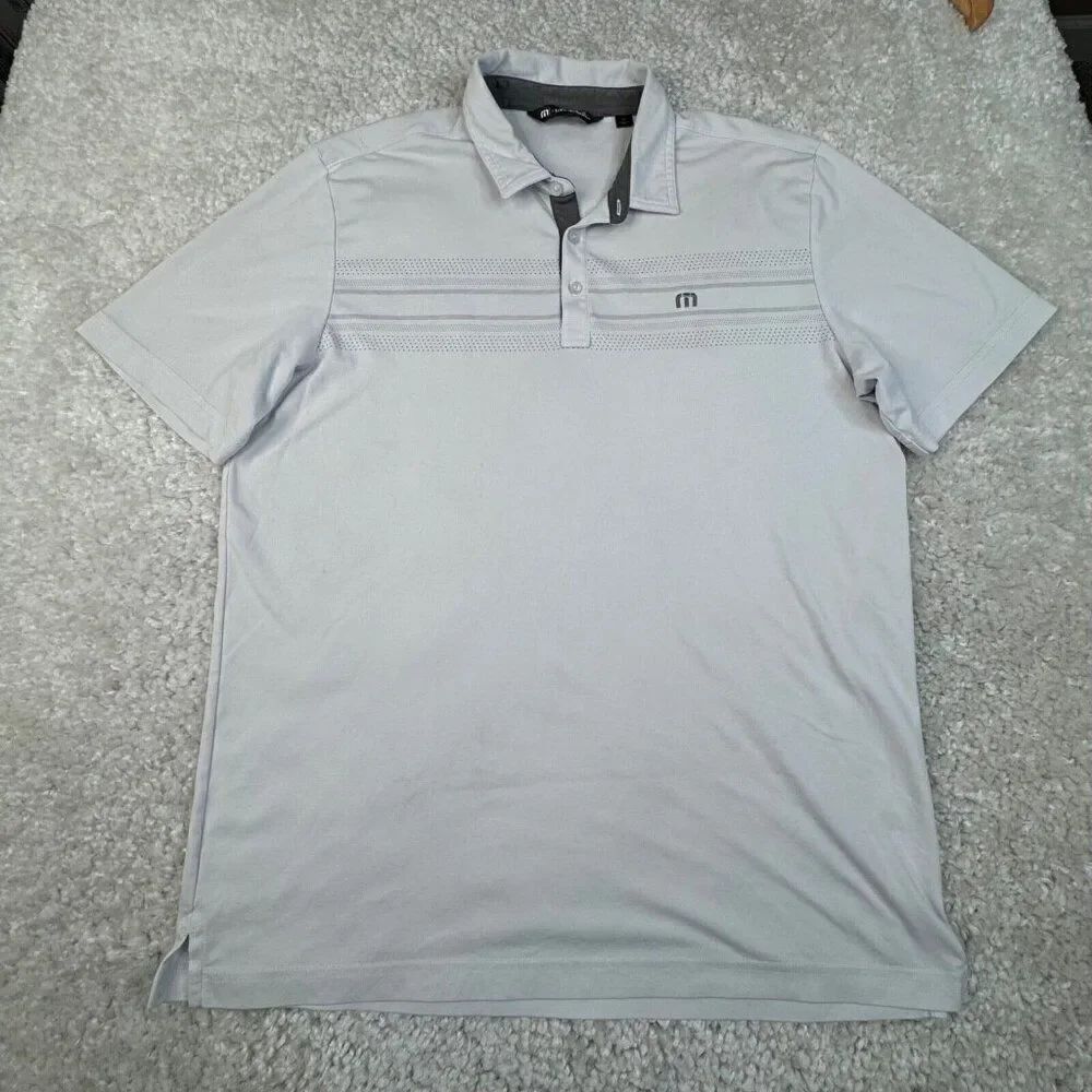 Travis Mathew Monterey Chest Stripe Polo Shirt White FLAWS